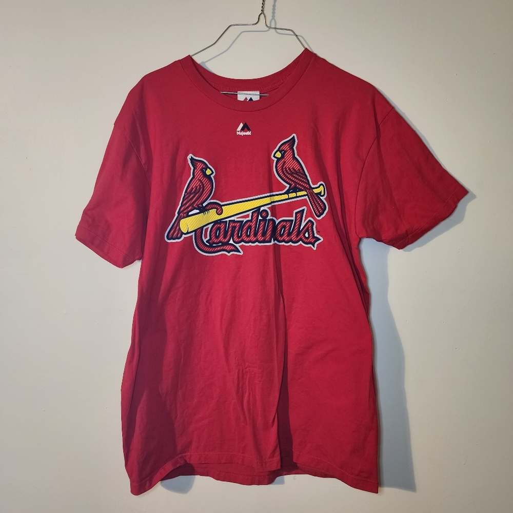 Majestic St Louis Cardinals #4 Molina MLB Mens Large Red Short Sleeve T Shirt